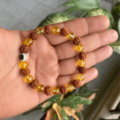 Rudraksha & Citrine Bracelet