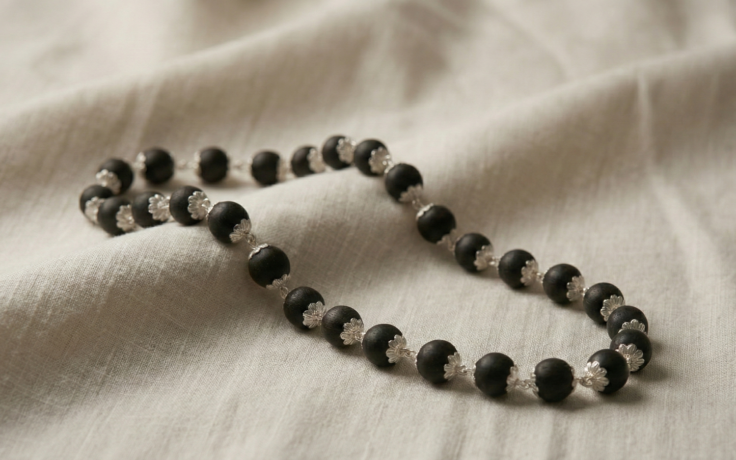 Silver Plated Eternal Karungali Mala - (Govt. Certified)