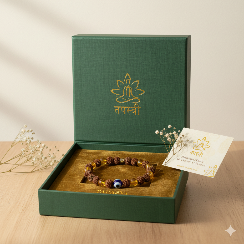 Rudraksha & Citrine Bracelet