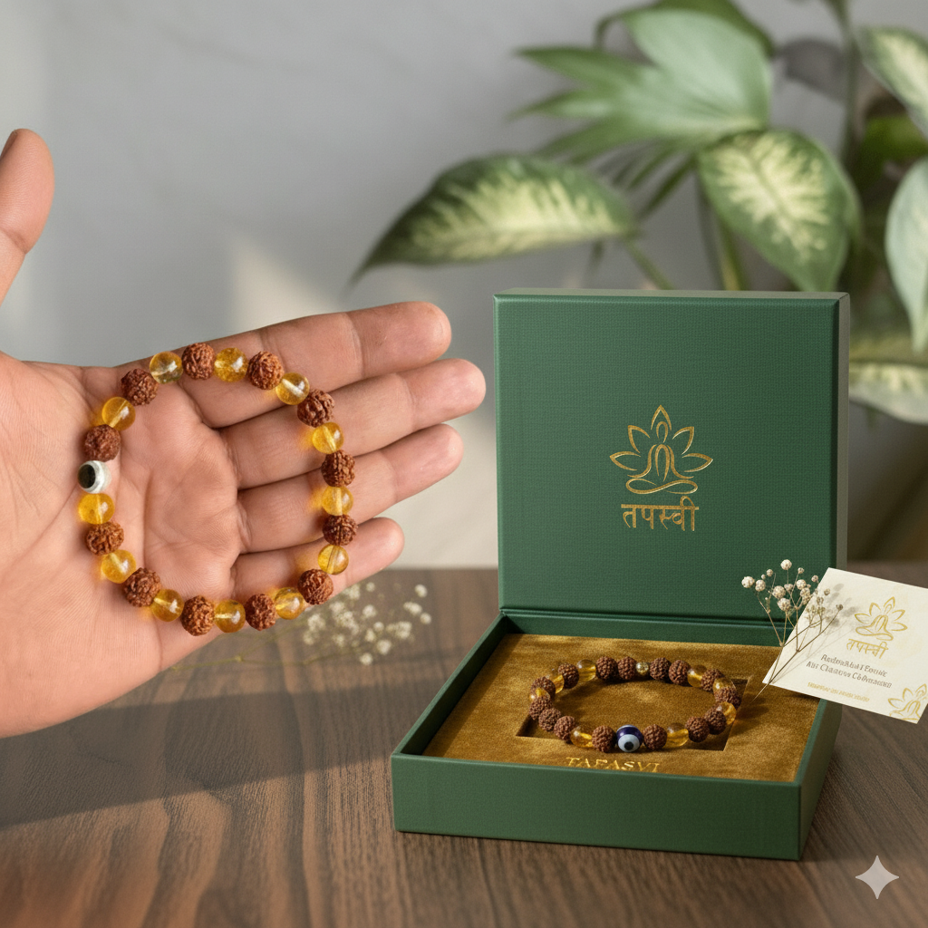 Rudraksha & Citrine Bracelet