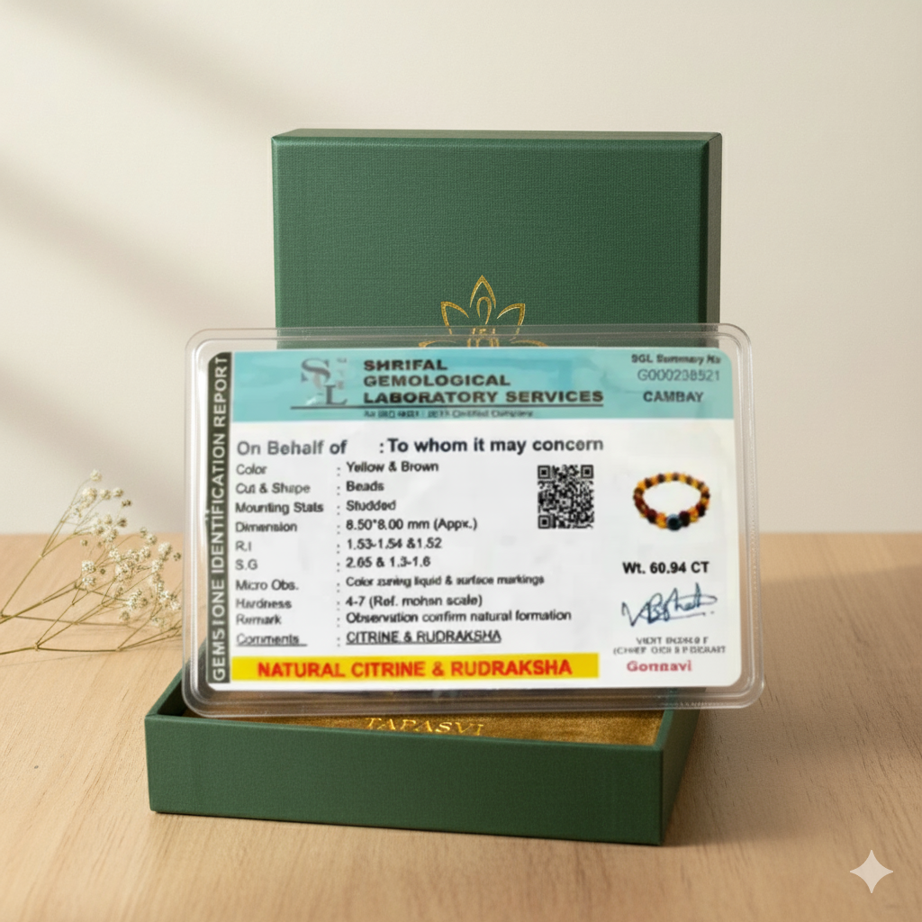 Rudraksha & Citrine Bracelet