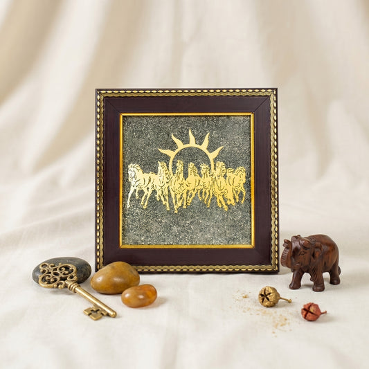 07 Horses On Raw Pyrite Frame