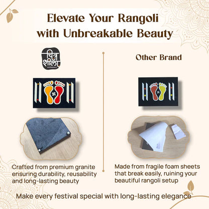 CHITRASHILA® Laxmi Charan Paduka/ Paule/ Rangoli for Door Entrance - Granite Printed (4*3 inch)